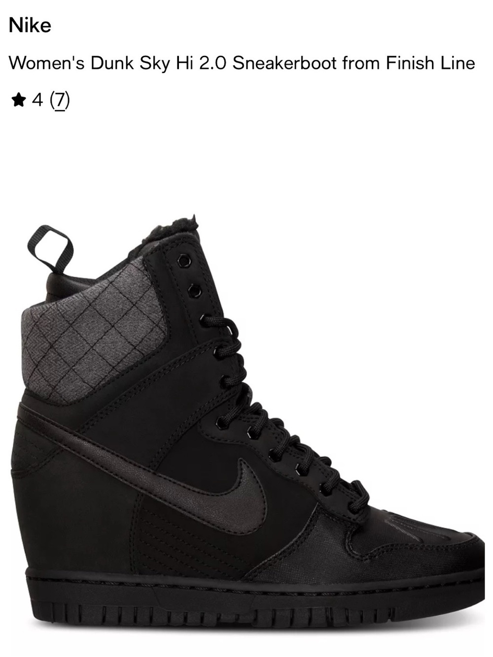 Nike Women's Dunk Sky Hi 2.0 Wedge Sneakerboot in Black and Gray
